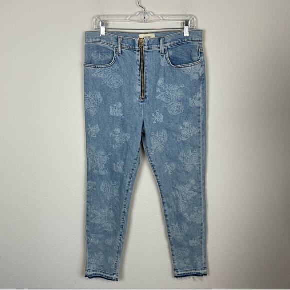 baldwin Denim - Baldwin Blue Denim Floral Harper Exposed Zipper Raw Hem Jeans NWT 30